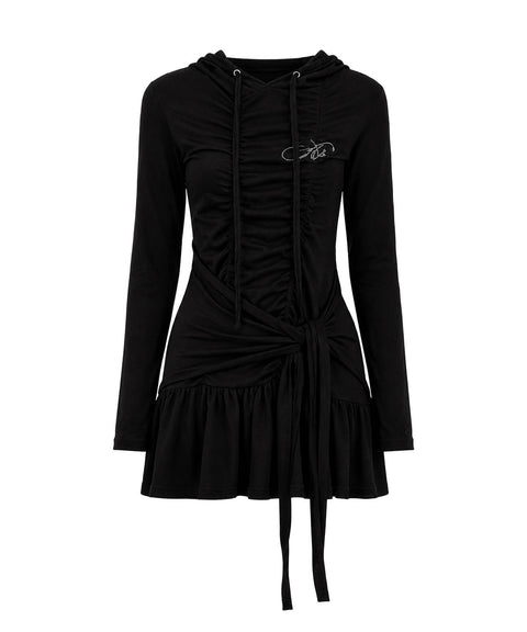AS YOU ARE_Eyelet Shirred Tie One Piece Black