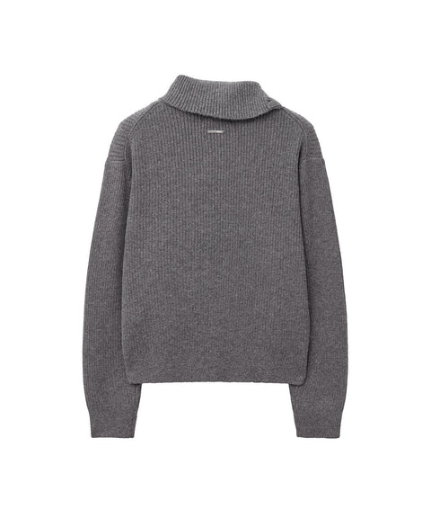 MISEKISEOUL MEN_High neck side button knit CHARCOAL