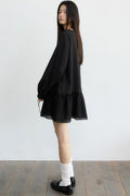 RENSE_Tuck Line Frill One-Piece Black