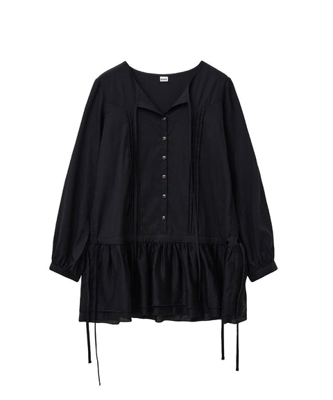 RENSE_Tuck Line Frill One-Piece Black