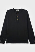 RIOOA Vintage Henley Tee – Black 1