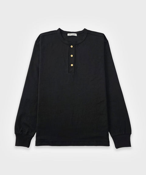 RIOOA Vintage Henley Tee – Black 1