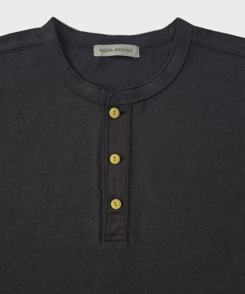 RIOOA Vintage Henley Tee – Black 2