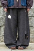 RUNAKI'HU'_WXP119 Oriori Herringbone Wide Fit Pants (Gray)