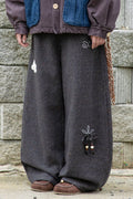 RUNAKI'HU'_WXP119 Oriori Herringbone Wide Fit Pants (Gray)