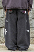 RUNAKI'HU'_WXP119 Oriori Herringbone Wide Fit Pants (Gray)