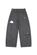 RUNAKI'HU'_WXP119 Oriori Herringbone Wide Fit Pants (Gray)
