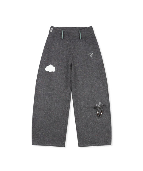 RUNAKI'HU'_WXP119 Oriori Herringbone Wide Fit Pants (Gray)