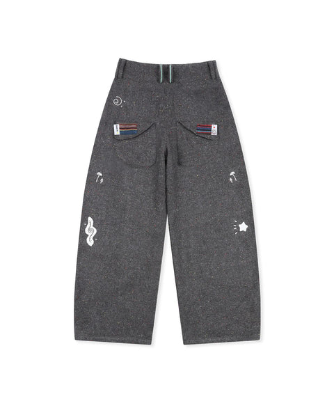 RUNAKI'HU'_WXP119 Oriori Herringbone Wide Fit Pants (Gray)