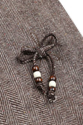 RUNAKI'HU'_WXP119 Oriori Herringbone Wide Fit Pants (Brown)