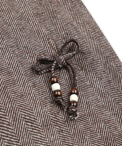 RUNAKI'HU'_WXP119 Oriori Herringbone Wide Fit Pants (Brown)