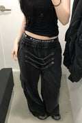 LIBERALNEWS_Multi-Strap Wide Sweatpants_Gray