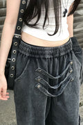 LIBERALNEWS_Multi-Strap Wide Sweatpants_Gray