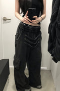LIBERALNEWS_Multi-Strap Wide Sweatpants_Gray