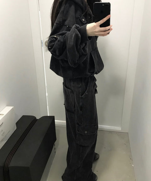LIBERALNEWS_Multi-Strap Wide Sweatpants_Gray