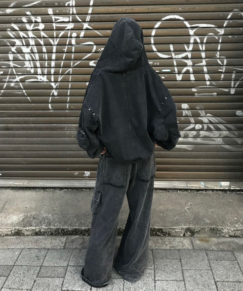 LIBERALNEWS_Multi-Strap Wide Sweatpants_Gray