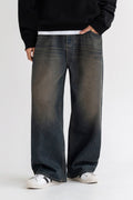 LEMAIN SECOND_[Fleece-lined] Vintage Cat-Wash Wide Denim Pants [Yellow Wash]