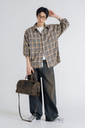 LEMAIN SECOND_[Fleece-lined] Vintage Cat-Wash Wide Denim Pants [Yellow Wash]