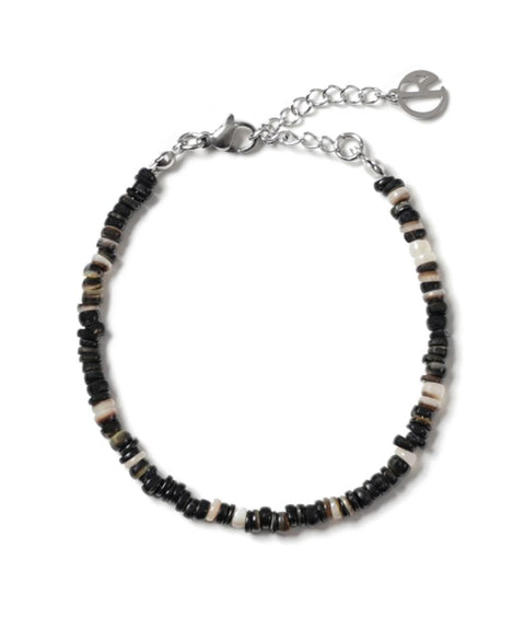 Unisex Minimalist Shell Bead Bracelet [Black]