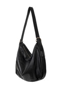 Slot Belted Leather Hobo Crossbody Bag [Black]