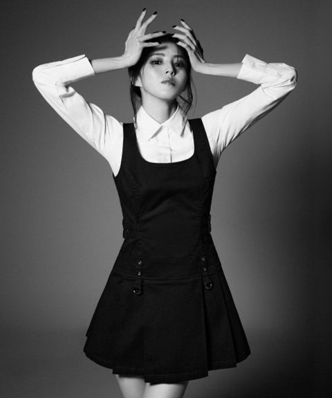 [Unbound Girl] Women's Pleated Mini Dress [Black]