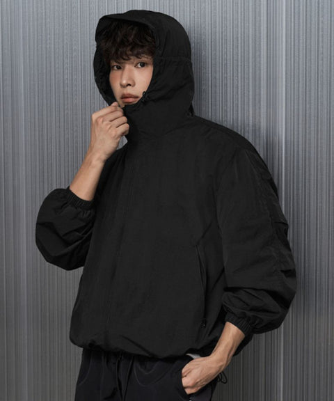 2WAY Hood Windbreaker Jacket [Black]
