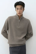VICTORIA WOOL Minimal Ribbed Quarter-Zip Sweater TOFF