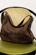 Synthetic Suede Messenger Bag [Brown]