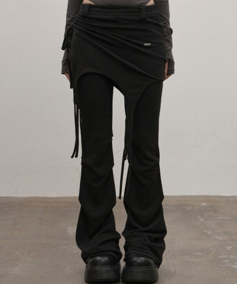 Shirring Layered Pants (Black)