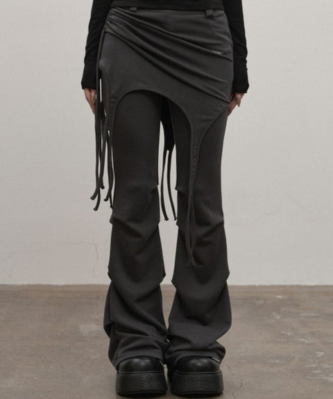 Shirring Layered Pants (charcoal)