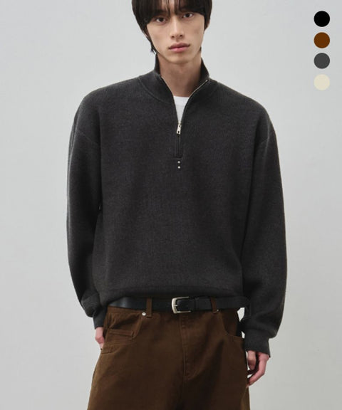 [Oh Jeong-gyu X ALYSS] Classic High-Neck Washable Cropped Half Zip Up Knit_4COLOR