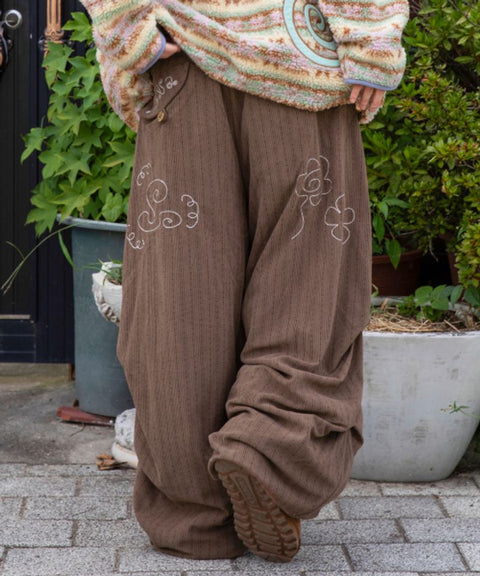 WXP103 Tsumugi Corduroy Padded Jacket Pants (Brown)