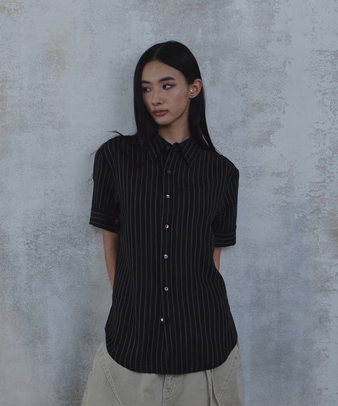 Stripe Roll-Up Short Sleeve Shirt — gallery 428