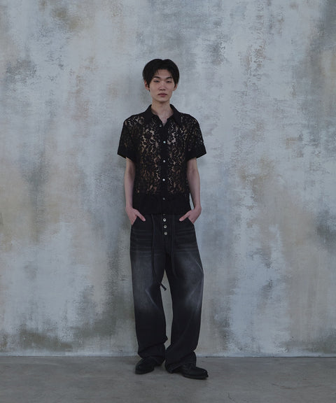 Lace Cropped Short Sleeve Shirt — gallery 474
