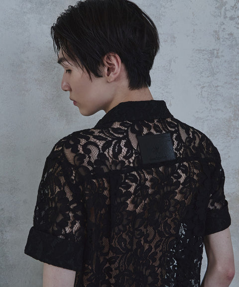Lace Cropped Short Sleeve Shirt — gallery 476