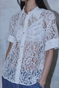 Lace Cropped Short Sleeve Shirt — gallery 488