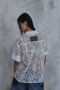 Lace Cropped Short Sleeve Shirt — gallery 491