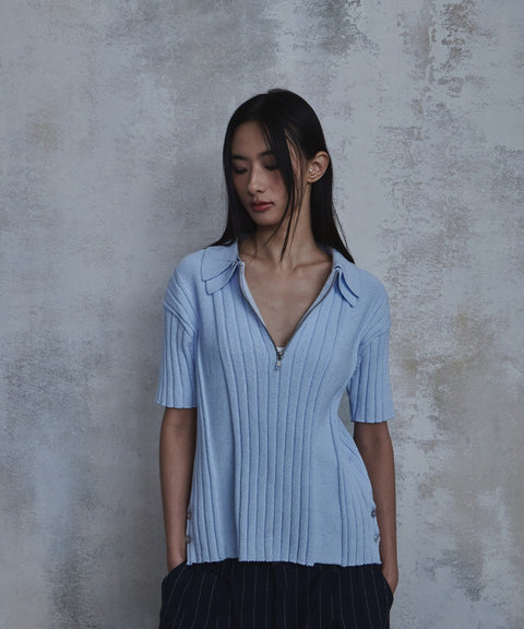 Double Collar Half-Zip Knit — gallery 575