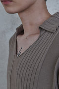 Fold-In Collar V-Neck Knit — gallery 636