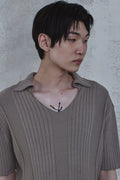 Fold-In Collar V-Neck Knit — detail 645