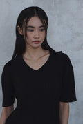 Fold-In Collar V-Neck Knit — gallery 653