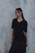 Fold-In Collar V-Neck Knit — gallery 660