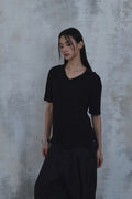 Fold-In Collar V-Neck Knit — detail 664