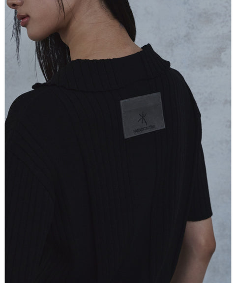 Fold-In Collar V-Neck Knit — detail 665