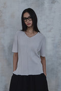 Fold-In Collar V-Neck Knit — gallery 668