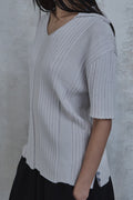 Fold-In Collar V-Neck Knit — gallery 669