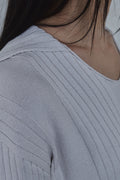 Fold-In Collar V-Neck Knit — gallery 670