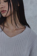 Fold-In Collar V-Neck Knit — gallery 673