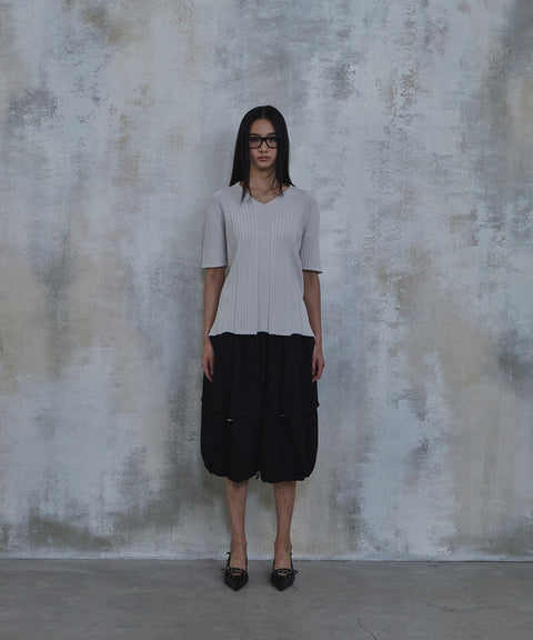 Fold-In Collar V-Neck Knit — gallery 674