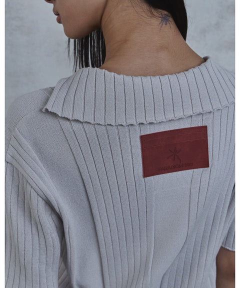 Fold-In Collar V-Neck Knit — detail 683
